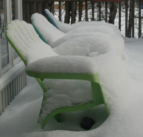 Snowy Deck Chairs ~ Photo by Patrice