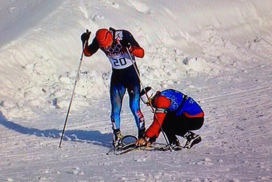 Justin Wadsworth jumped to the aid of a Russian skier Justin Wadsworth jumped to the aid of a Russian skier labouring to finish the men’s sprint race Tuesday on a broken ski. ~ article by Sports Columnist, Cathal Kelly.